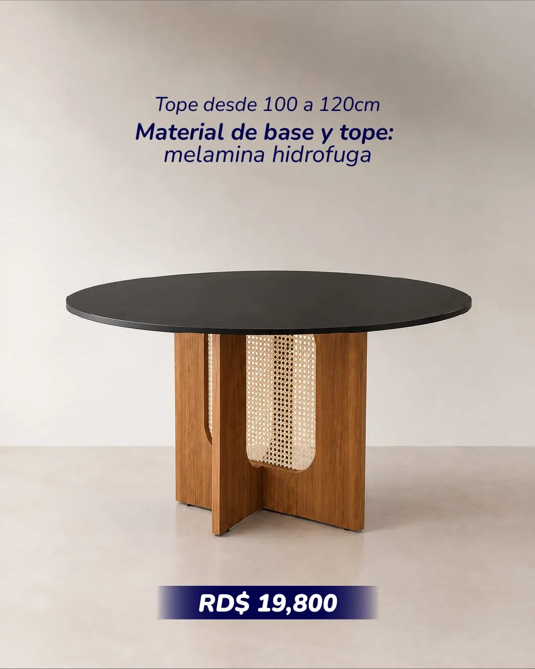 Mesa comedor 120 cm Tope Melamina Hidrofuga